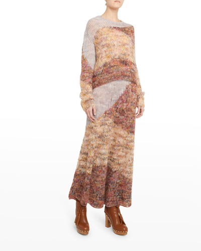 Shop Ulla Johnson Serena Hand-dyed Midi Knit Skirt In Fresco