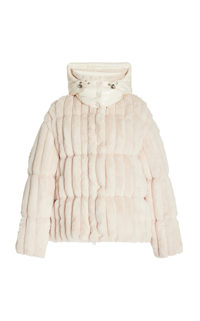 Shop Moncler Fare Quilted Faux Fur Jacket In White