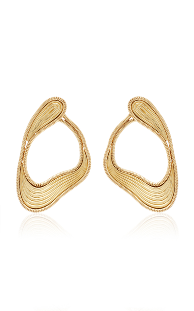 Fernando Jorge 18k Yellow Gold Medium Stream Lines Loop Earrings In Gold