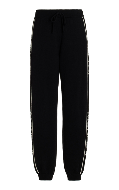 Shop Moncler Logo-trimmed Wool Sweatpants In Black