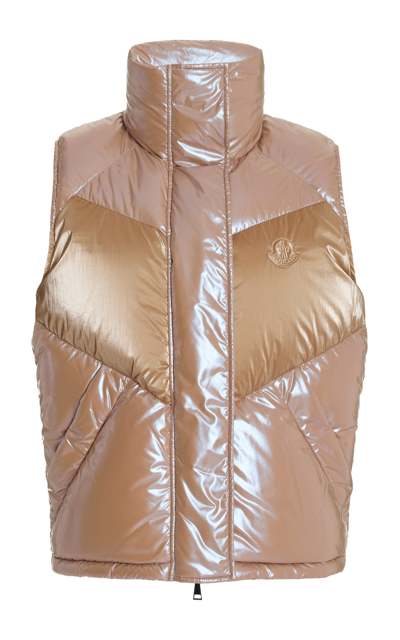 Shop Moncler Faucille Iridescent Down Vest In Metallic