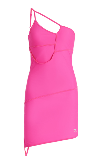 Shop Balenciaga Women's Asymmetric Jersey Mini Dress In Pink