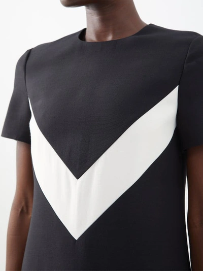 Valentino Contrast-v Crepe Couture Midi Dress In Blackwhite | ModeSens