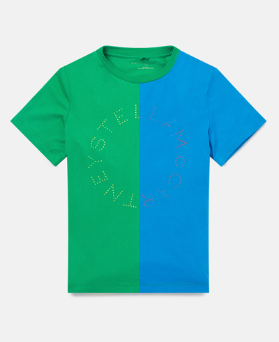 Shop Stella Mccartney Stella Logo Cotton T-shirt In Blue & Green