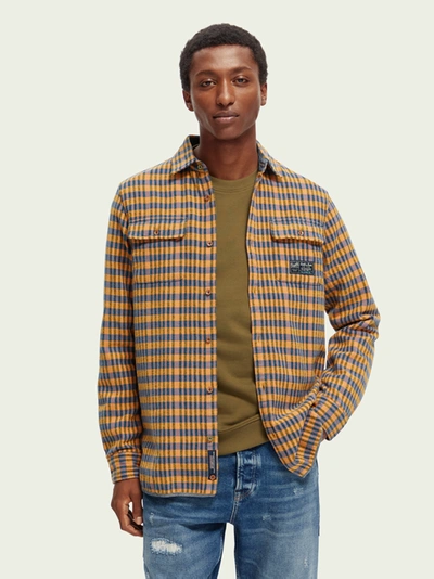 Shop Scotch & Soda Regular Fit Checked Flannel Shirt In Multicolour