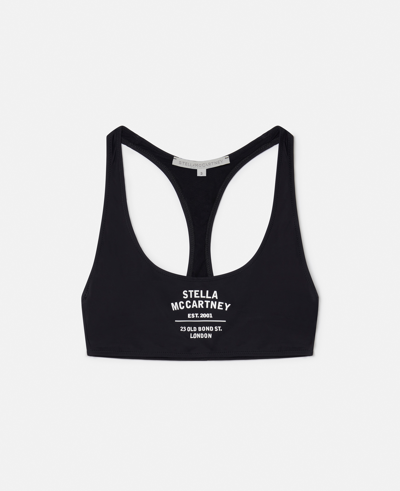 Shop Stella Mccartney Old Bond Steet 3d Logo Sports Bra In Black