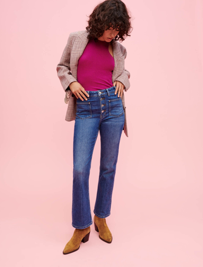 Maje Pramia Hardware Trim Flared Jeans In Blue In Blue