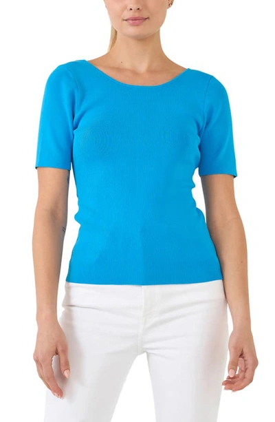 English Factory Twist Cutout Back Top In Sky Blue