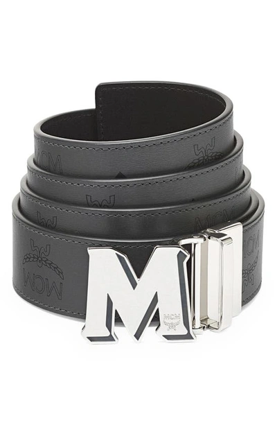 MCM Claus Reversible Silver Buckle Belt in White