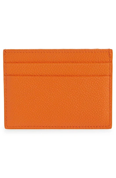 Shop Balenciaga Cash Logo Leather Card Case In Pop Orange/ Black