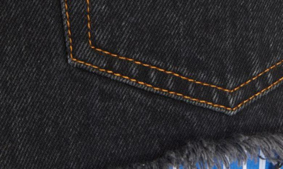 Shop Meryll Rogge Stripe Shirt Detail Wrap Denim Skirt In Black Multi