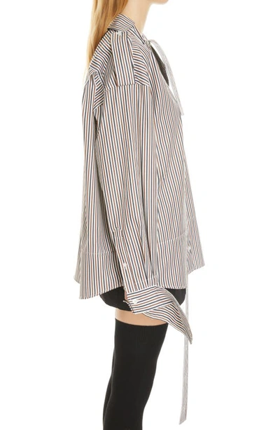 Shop Meryll Rogge Deconstructed Oversize Stripe Shirt In Black/ Brown
