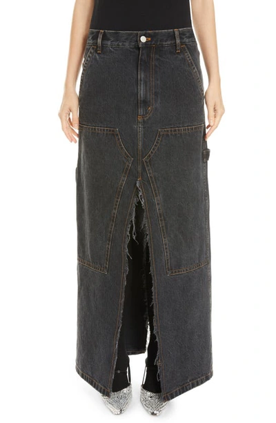 Shop Meryll Rogge Denim Cargo Maxi Skirt In Black