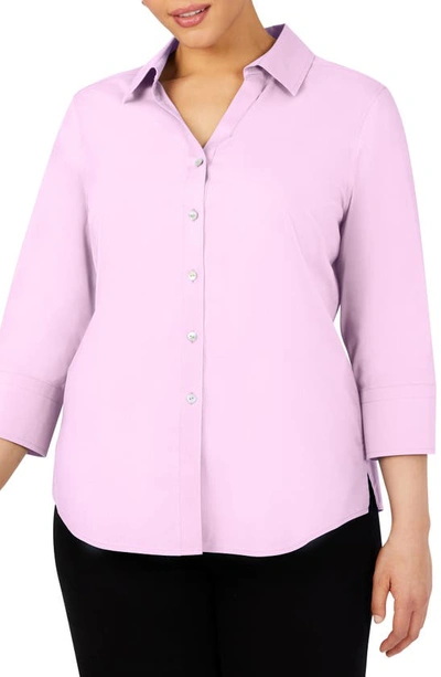 Shop Foxcroft Mary Non-iron Stretch Cotton Button-up Shirt In Pink Whisper