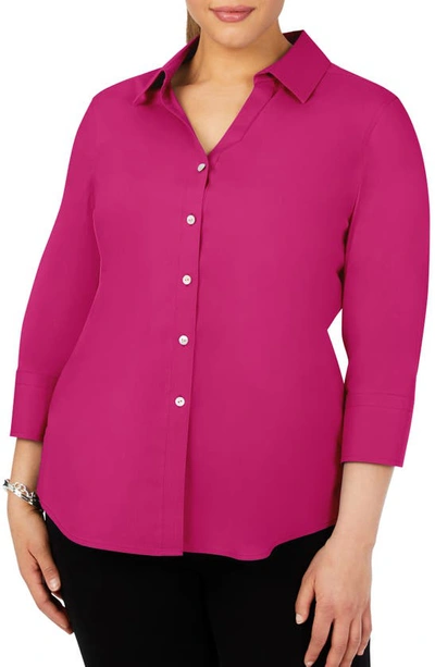 Shop Foxcroft Mary Non-iron Stretch Cotton Button-up Shirt In Pink Rosato