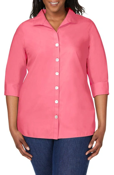 Shop Foxcroft Pandora Non-iron Tunic Shirt In Rose Red