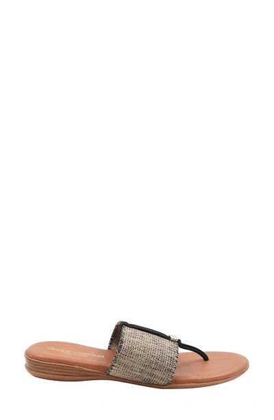 Shop Andre Assous Nice Featherweights™ Slide Sandal In Black/ Beige Linen