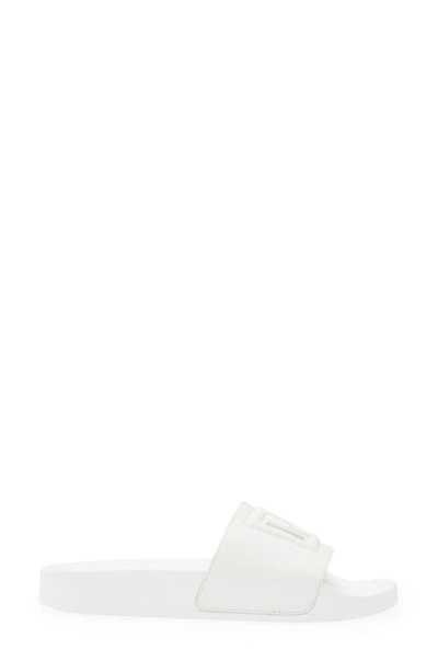 Shop Dolce & Gabbana Ciabatta Cutout Logo Slide Sandal In 8000 White
