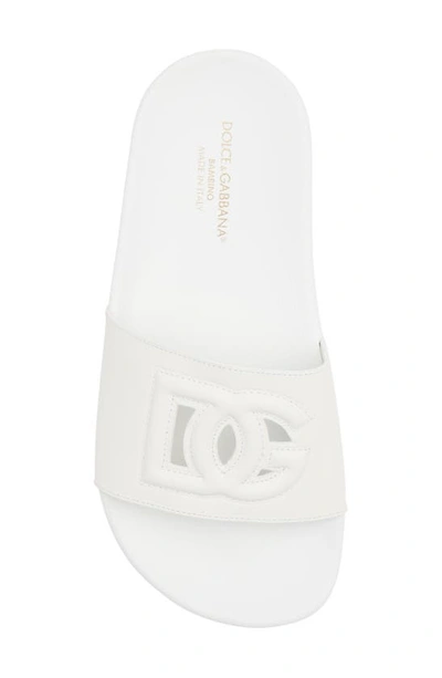 Shop Dolce & Gabbana Ciabatta Cutout Logo Slide Sandal In 8000 White