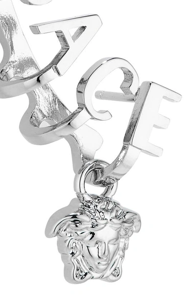 Shop Versace Medusa Charm Logo Ear Crawler In Palladium