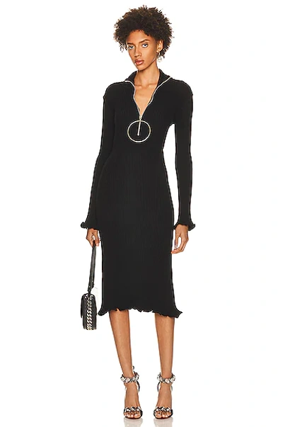 Shop Rabanne Long Sleeve Midi Dress In Black
