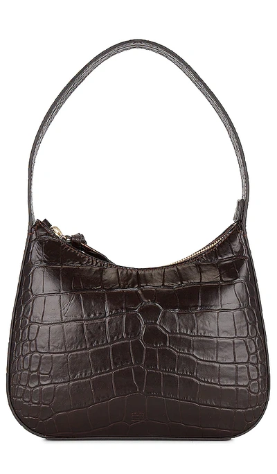 Brown Crocodile Embossed Small Shoulder Bag NEW