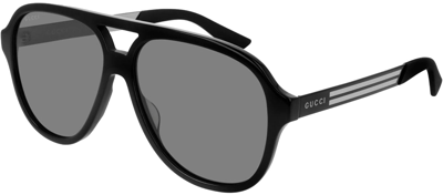 Shop Gucci Gg0688s 001 Aviator Sunglasses In Grey