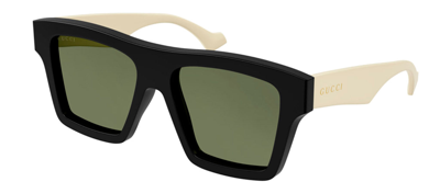 Shop Gucci Gg0962s M 004 Flat Top Sunglasses In Green