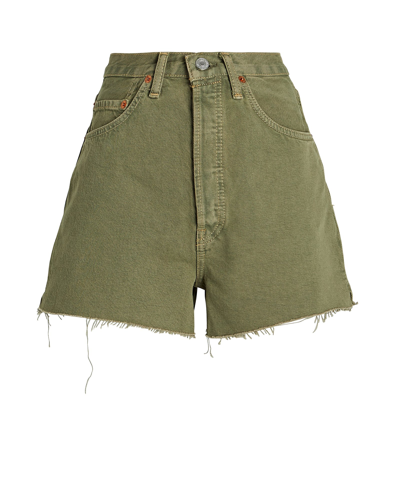 Shop Re/done 50s Organic Denim Cut-off Shorts In Washed Sage