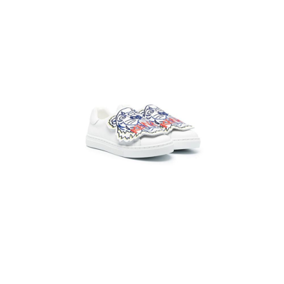 Kenzo Kids White Tiger Logo Slip-on Sneakers | ModeSens