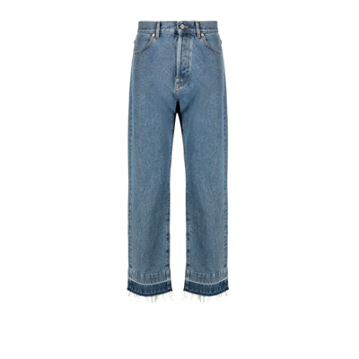 Shop Valentino Blue Raw Hem Regular Fit Jeans