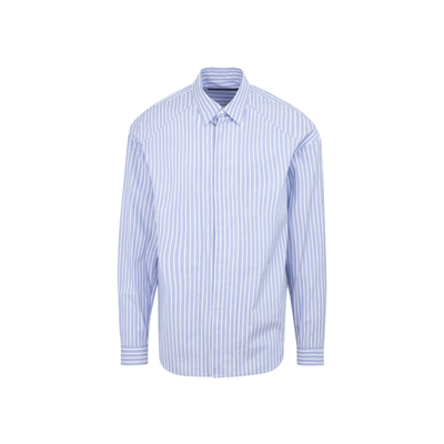 Shop Juunj Juun J  Cotton Striped Shirt In Blue