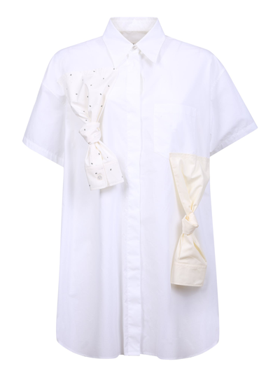Shop Mm6 Maison Margiela Deconstructed Shirt Dress In White