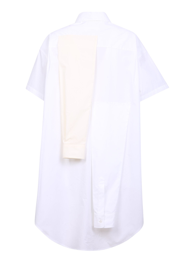Shop Mm6 Maison Margiela Deconstructed Shirt Dress In White