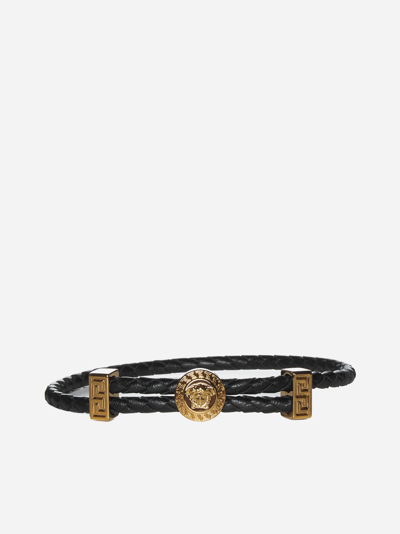 Shop Versace Medusa Leather Bracelet