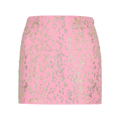 Shop Blumarine Pink Crystal-embellished Mini Skirt