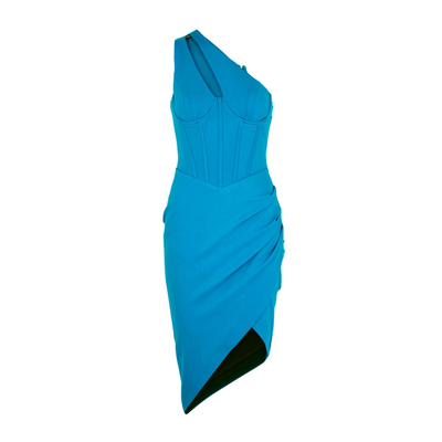 Shop Lavish Alice Blue One-shoulder Corset Midi Dress