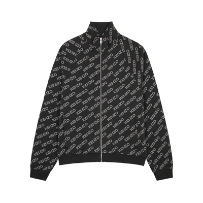 Shop Kenzo Charcoal Monogrammed Cotton Sweatshirt In Black