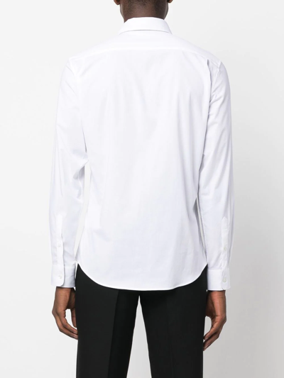Shop Roberto Cavalli Long-sleeve Stretch-cotton Shirt In White