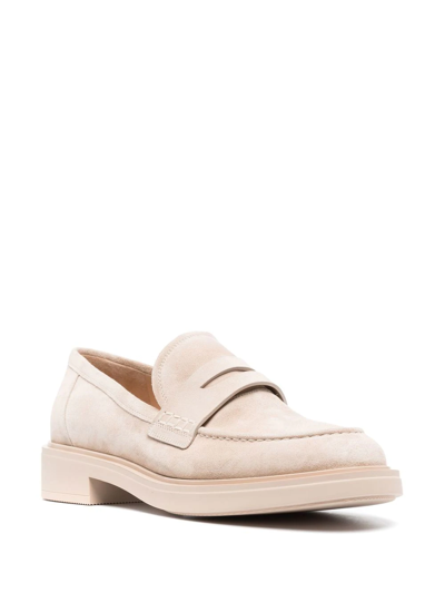 Shop Gianvito Rossi Harris Suede Loafers In Neutrals
