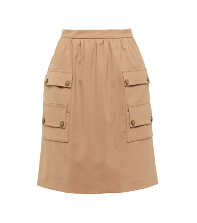 Shop Max Mara Klaus Wool-blend Miniskirt In Noce Unito