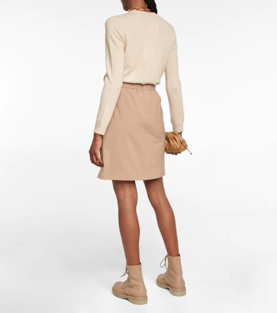 Shop Max Mara Klaus Wool-blend Miniskirt In Noce Unito