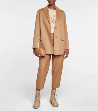 Shop Max Mara Revere Leather Balloon Pants In Noce