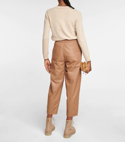 Shop Max Mara Revere Leather Balloon Pants In Noce