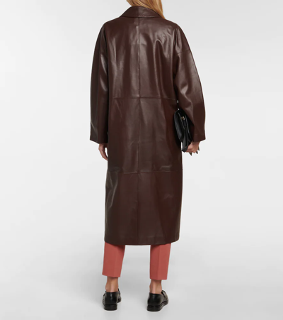 Shop Max Mara Ussuri Leather Coat In Castagna