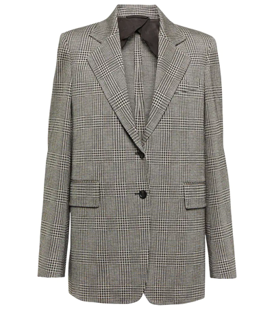 Shop Max Mara Orche Checked Wool-blend Blazer In Castagna Avena