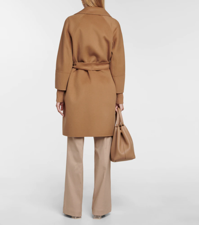 's Max Mara Belted Shawl-collar Wool Coat In Perfect Camel