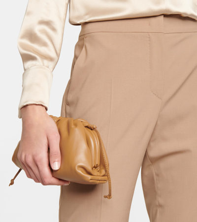 Shop Max Mara Felix High-rise Slim Wool-blend Pants In Noce Unito