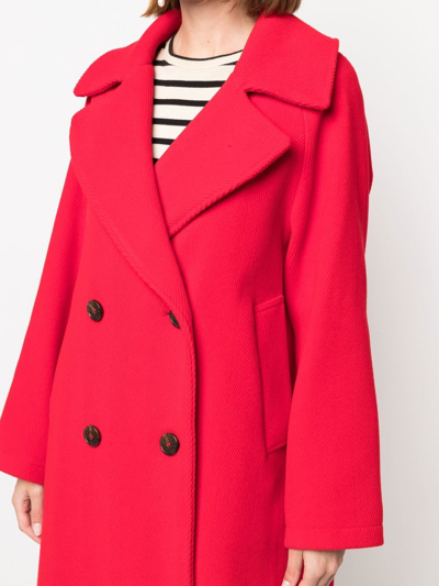 Shop Mackintosh Robina Double-breasted Coat In Red
