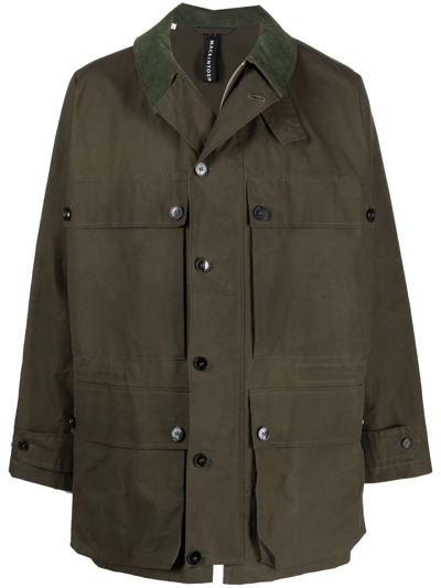 Shop Mackintosh Country Waxed Cotton Coat In Green
